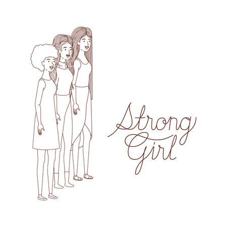 women with label strong girl character vector illustration desingのイラスト素材