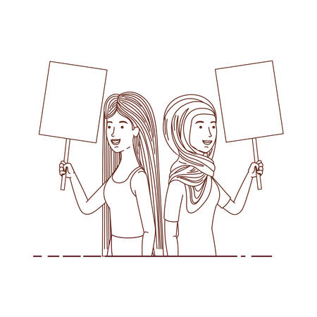 women with tag of wood avatar character vector illustration desingのイラスト素材