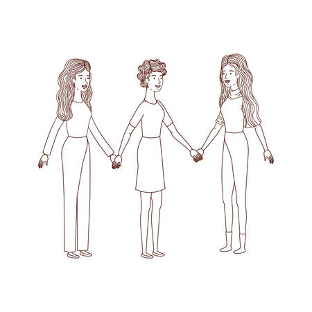 young women standing avatar character vector illustration desingのイラスト素材