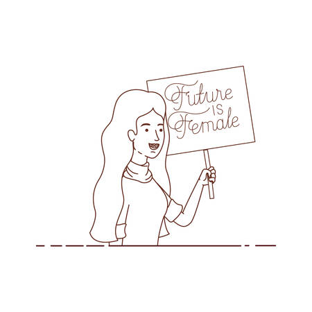 woman with label future is female avatar character vector illustration desingのイラスト素材