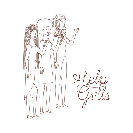 women with label help girl avatar character vector illustration desingのイラスト素材