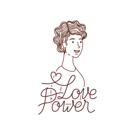 woman with label love power avatar character vector illustration desingのイラスト素材