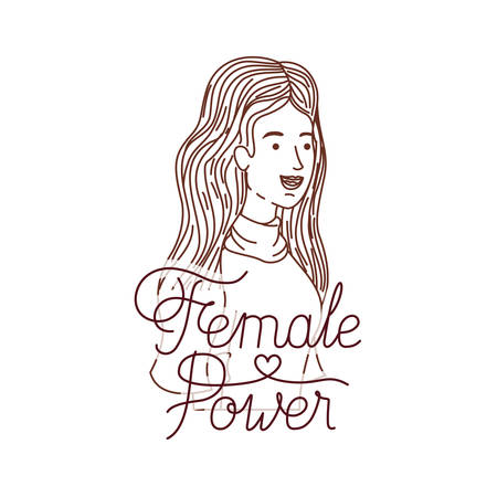 woman with label female power avatar character vector illustration desingのイラスト素材