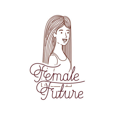 woman with label female future avatar character vector illustration desingのイラスト素材