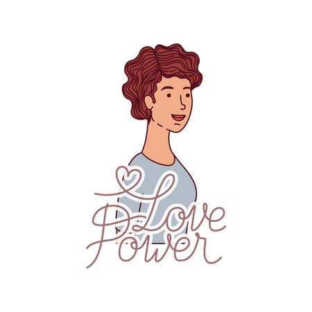 woman with label love power avatar character vector illustration desingのイラスト素材