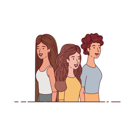 young women avatar character vector illustration desingのイラスト素材