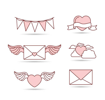 happy valentines day set icons vector illustration designのイラスト素材