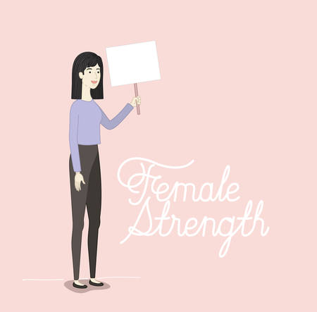 woman character with feminist message vector illustration designのイラスト素材