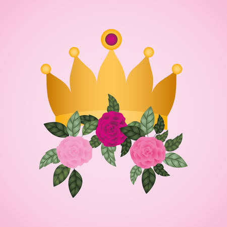 woman day celebration card with roses and crown vector illustration designのイラスト素材