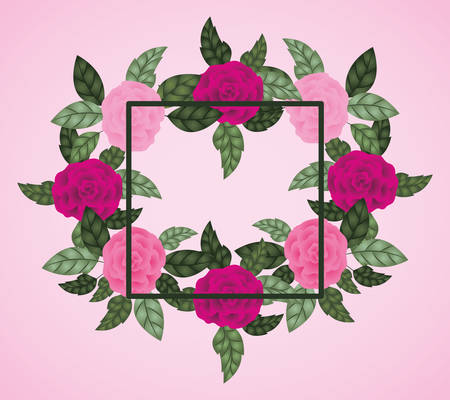floral decoration square frame vector illustration designのイラスト素材