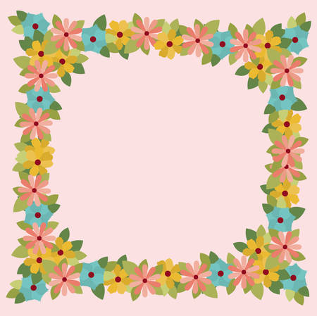 floral decoration square frame vector illustration designのイラスト素材