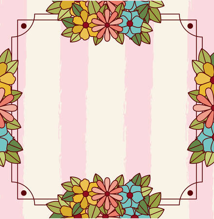 floral decoration square frame vector illustration designのイラスト素材