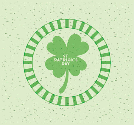 saint patrick clover with hand made font stamp vector illustration designのイラスト素材