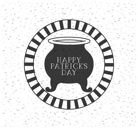 lemprechaun cauldron with st patrick font vector illustration designのイラスト素材