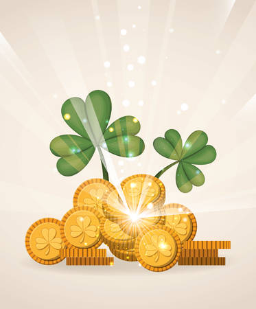 saint patricks day card with golden coins vector illustration designのイラスト素材