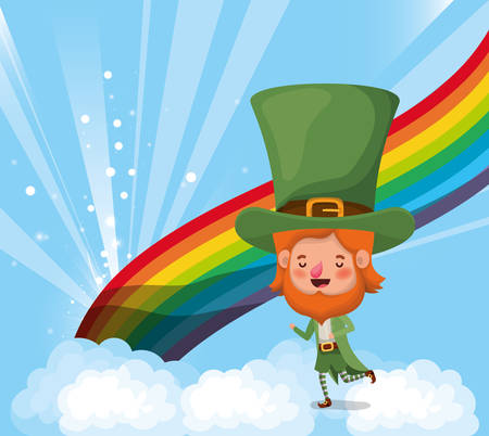 lemprechaun with rainbow saint patricks day vector illustration designのイラスト素材