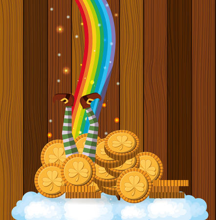 saint patricks day card with and wooden background vector illustration designのイラスト素材