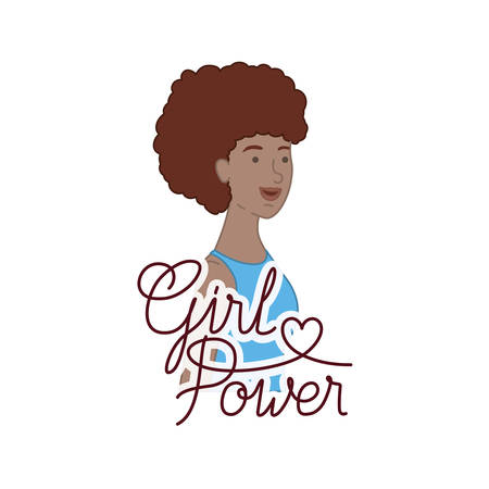 woman with label girl power avatar character vector illustration desingのイラスト素材