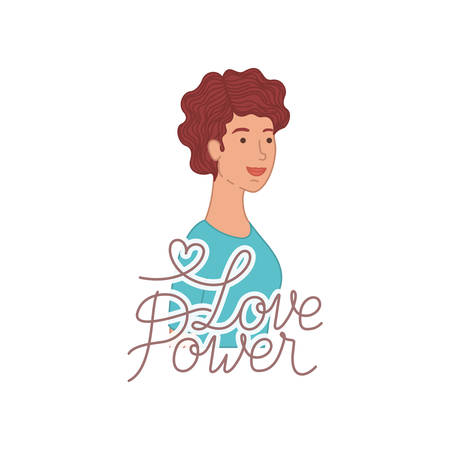 woman with label love power avatar character vector illustration desingのイラスト素材