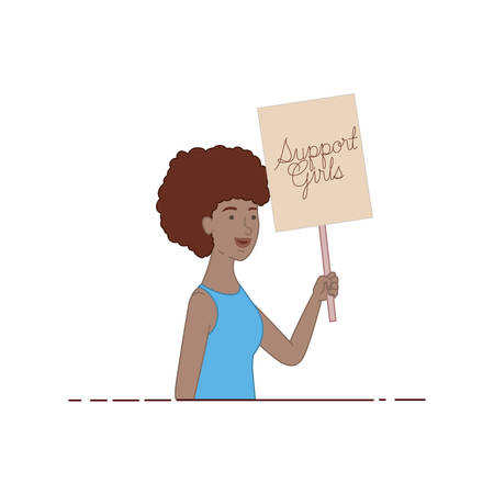 women with label support girl character vector illustration desingのイラスト素材