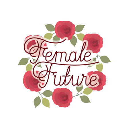 female future label with fcrown of flowers isolated icon vector illustration desingのイラスト素材
