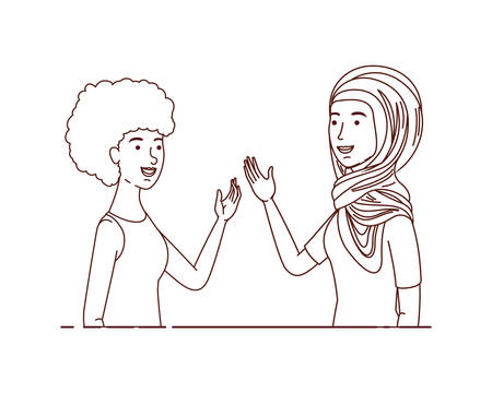 young women avatar character vector illustration desingのイラスト素材