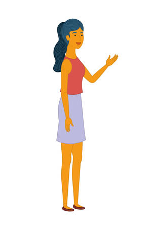 young woman standing avatar character vector illustration desingのイラスト素材
