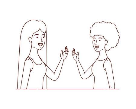 young women avatar character vector illustration desingのイラスト素材