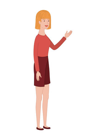 young woman standing avatar character vector illustration desingのイラスト素材