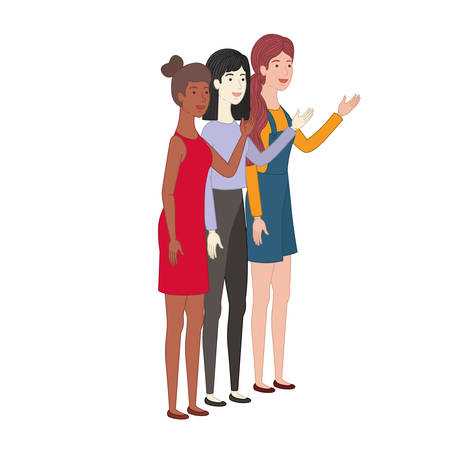 young women standing avatar character vector illustration desingのイラスト素材