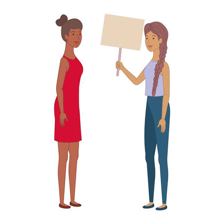 women with tag of wood avatar character vector illustration desingのイラスト素材