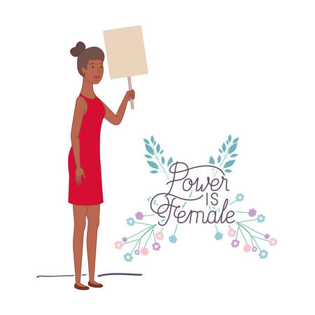 woman with label power is female character vector illustration desingのイラスト素材