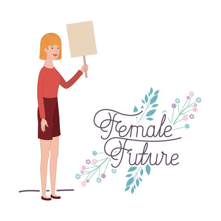 woman with label female future character vector illustration desingのイラスト素材