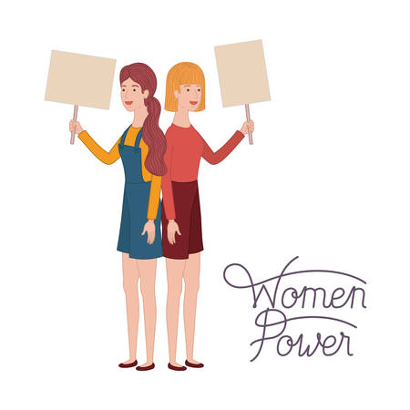 women with label women power character vector illustration desingのイラスト素材