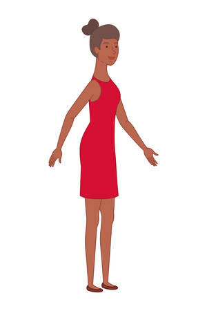 young woman standing avatar character vector illustration desingのイラスト素材