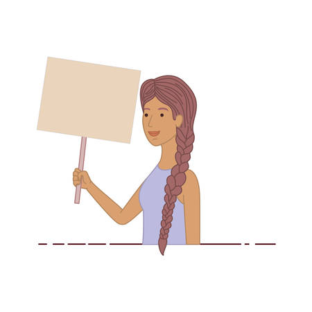 woman with tag of wood avatar character vector illustration desingのイラスト素材