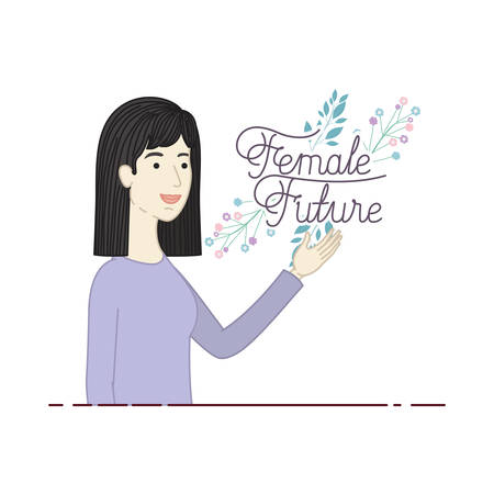 woman with label female future avatar character vector illustration desingのイラスト素材