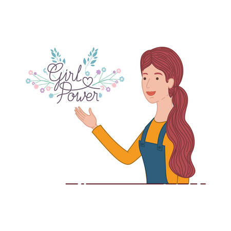 woman with label girl power avatar character vector illustration desingのイラスト素材