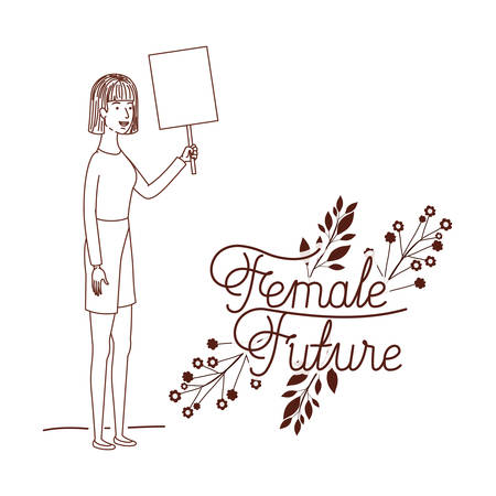woman with label female future character vector illustration desingのイラスト素材