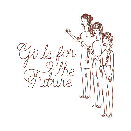women with label girl for the future character vector illustration desingのイラスト素材