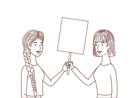 women with tag of wood avatar character vector illustration desingのイラスト素材