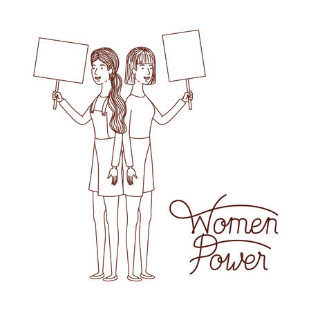women with label women power character vector illustration desingのイラスト素材