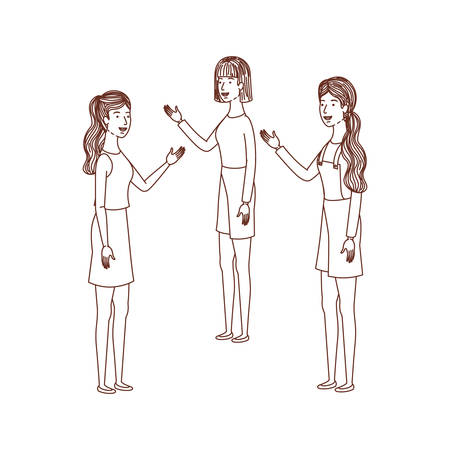 young women standing avatar character vector illustration desingのイラスト素材