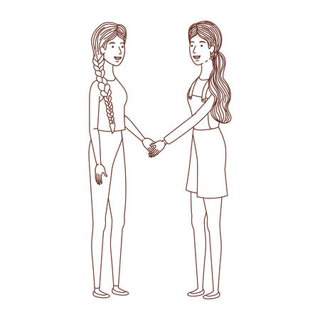 young women standing avatar character vector illustration desingのイラスト素材