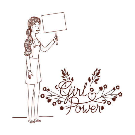 woman with label girl power character vector illustration desingのイラスト素材