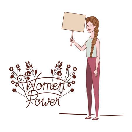 woman with label women power character vector illustration desingのイラスト素材