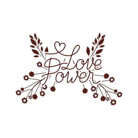 love power label with flower isolated icon vector illustration desingのイラスト素材