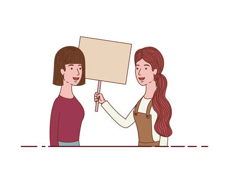 women with tag of wood avatar character vector illustration desingのイラスト素材
