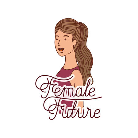 woman with label female future avatar character vector illustration desingのイラスト素材