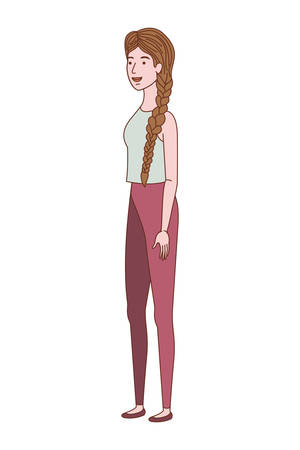 young woman standing avatar character vector illustration desingのイラスト素材